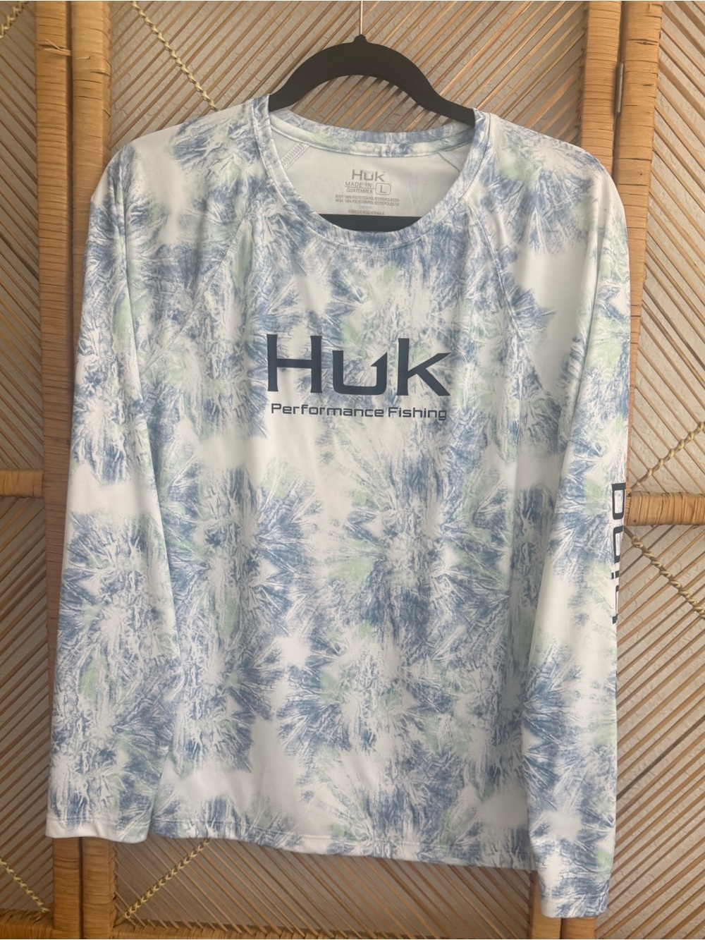 Huk Tie-Dye Performance Long Sleeve Shirt - Blue, White & Mint